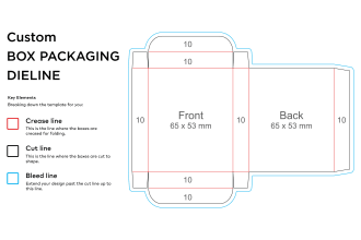 create packaging box dieline, die cut and cut lines template