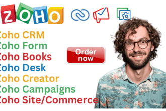 set up zoho CRM, zoho campaigns, zoho books, zoho forms, zoho sites, zoho desk