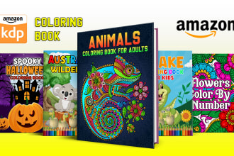 design children or adults coloring book cover and interior pages for KDP amazon