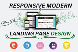 create html landing page, responsive html css website