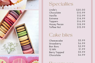 design restaurant food menu, static screen menu in 1 hour