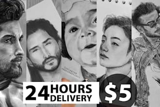 draw a realistic drawing, sketch, portrait in 24 hours