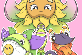 draw any cute kawaii plants or trees chibis uwu