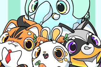 draw any cute animals in a kawaii marble version chibis uwu