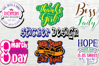 create stickers , cute retro, typography, sticker designs, svg bundles