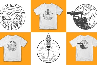 design minimalist line art tshirt and merchandise