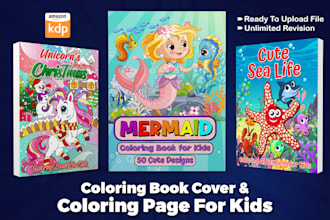 create kids or adults coloring pages kdp book cover  custom kids coloring book