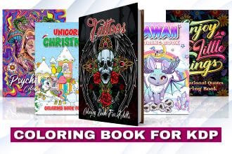 create coloring book cover design and interior for kids and adults amazon KDP
