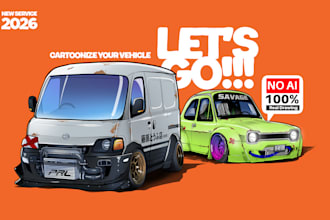 draw custom cartoon car illustration