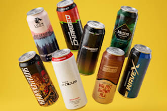 design beer, coffee and energy drink can labels