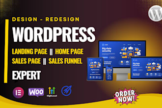 rebuild elementor landing page, homepage develop, rebuild elementor pro website