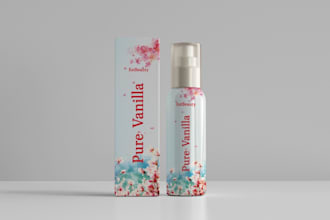 design perfume, cosmetic product label, box packaging