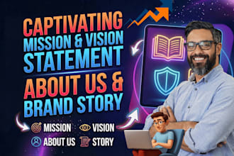 write pro catchy brand story, values, vision mission statement for your business