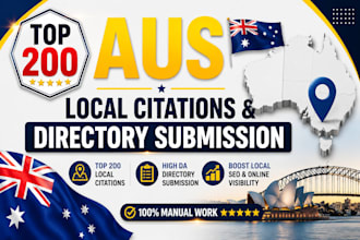 provide 200 aus business in local directories or local citation