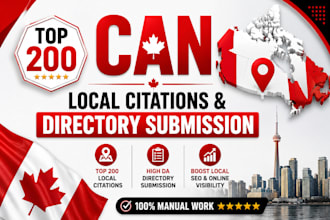 provide 200 canada  business in local directories or local citation