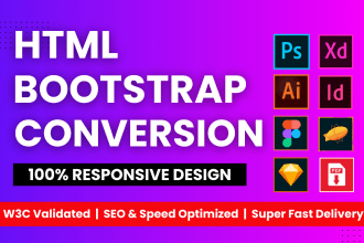 convert figma to html CSS bootstrap frontend landing page design