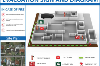 design 3d fire emergency evacuation plan, map or diagram