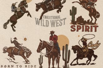 draw western vintage illustration for your t shirt and logo
