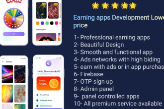 develop earning apps with beautiful designs at cheap price