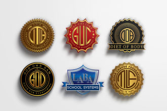 design clean badge, circle, monogram, stamp, seal, emblem logo for you