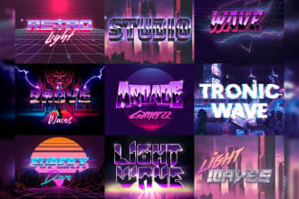 make futuristic logo design synthwave 80s retro style