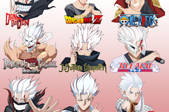 draw you in chainsawman, naruto, demon slayer and other anime style