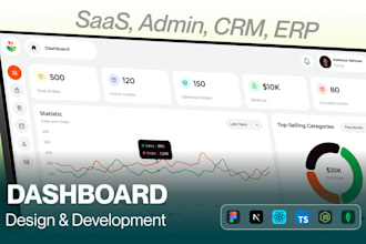 design and develop saas, CRM, erp, and admin dashboard uiux, react, nextjs