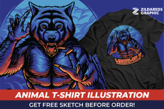 make animal t shirt design illustration for your clothing brand