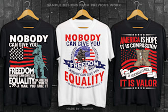do typography t shirt design and t shirt illustration for merch by amazon