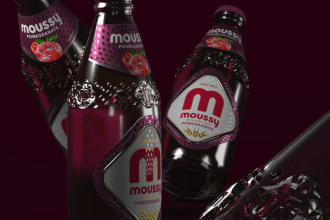 do 3d bottle product visualization and label design