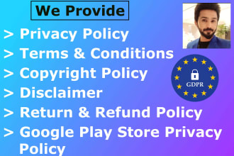 write terms and conditions, description and cookies policies