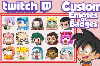 draw cute chibi emotes or badge for twitch kick youtube