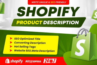 write epic shopify product descriptions with SEO titles, tags