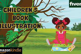 illustrate cute african american children book illustration