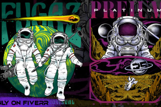 create cool retro vintage astronaut t shirt design