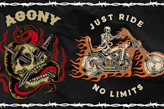 draw custom skull and skeleton arts for tshirt merchandise and logo in 24 hours
