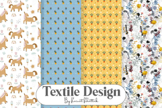 design seamless textile patterns for fabric, wallpaper, and packaging