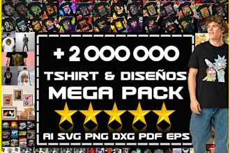 provide 2 000 000 svg png bundle tshirts designs for dtf vectors
