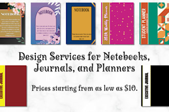 design cover and interior pages for notebooks and journals