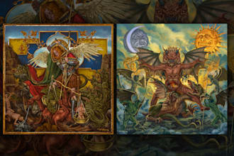 draw dark art fantasy psychedelic metal album cover