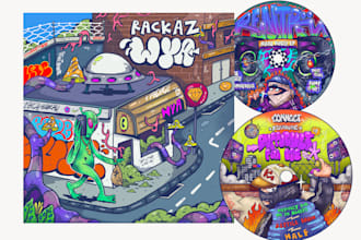create graffiti illustration for music album cover, single, mixtape, ep
