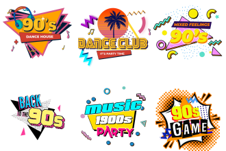 design 80s 90s typography pop style 3d logo