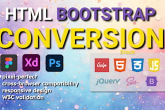convert PSD to HTML bootstrap, figma to HTML bootstrap