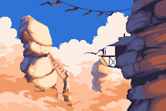 create pixel art background, landscape, illustration