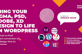 do PSD to wordpress, figma to wordpress, HTML to wordpress with elementor