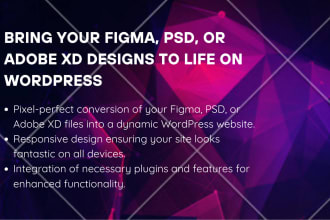 convert figma, PSD adobe xd to wordpress website