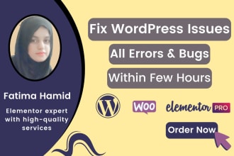 fix wordpress or elementor pro issues,error,bug,provide help