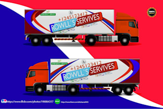 create professional, box truck trailer 4x4 wrap design
