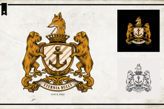make a hand drawn family crest logo design in my style