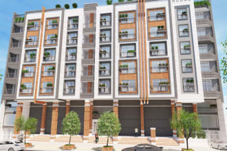 design 3d exterior architectural rendering for facade house
